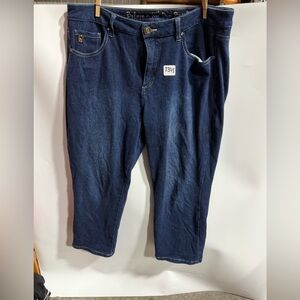 Belle by Kim Gravel Straight-Leg Jeans in Dark Blue Denim